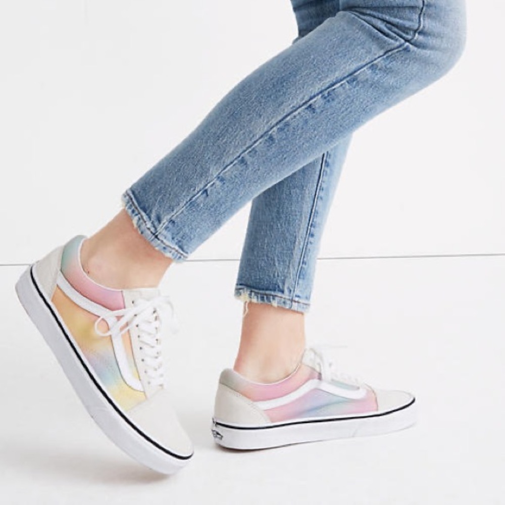 Vans x Madewell Unisex Old Skool Lace-Up Sneakers in Rainbow Ombré Canvas